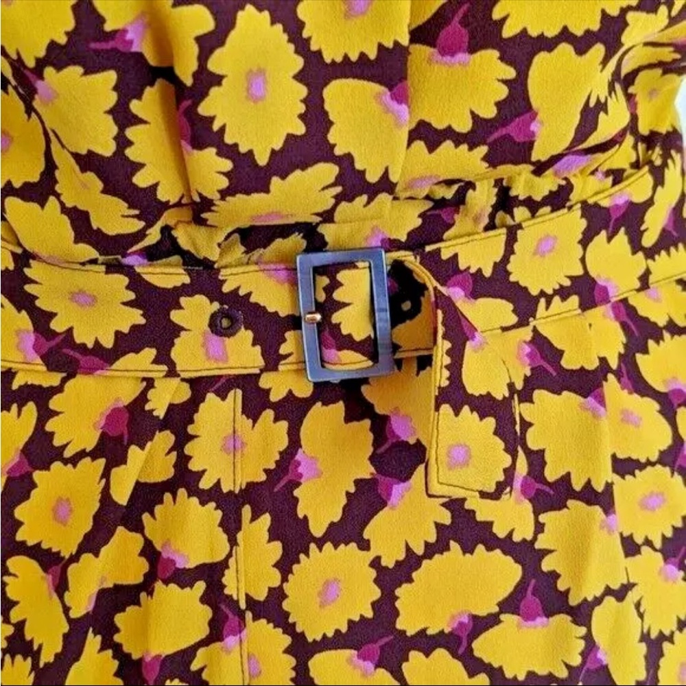 Kate Spade Sunny Bloom Yellow Floral Ruched-Front Shirt Dress 6 - Picture 12 of 12